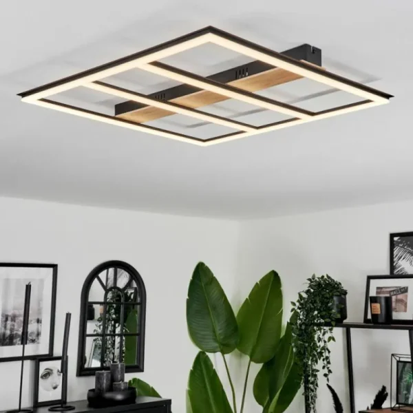 hofstein Plafonnier Nganbeto LED Couleur bois, Noir, 1 lumière* Lampes Modernes