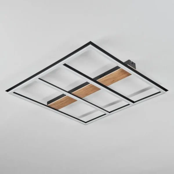 hofstein Plafonnier Nganbeto LED Couleur bois, Noir, 1 lumière* Lampes Modernes