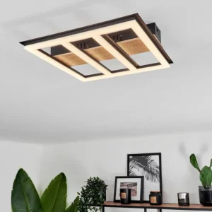 hofstein Plafonnier Nganbeto LED Couleur bois, Noir, 1 lumière* Lampes Modernes