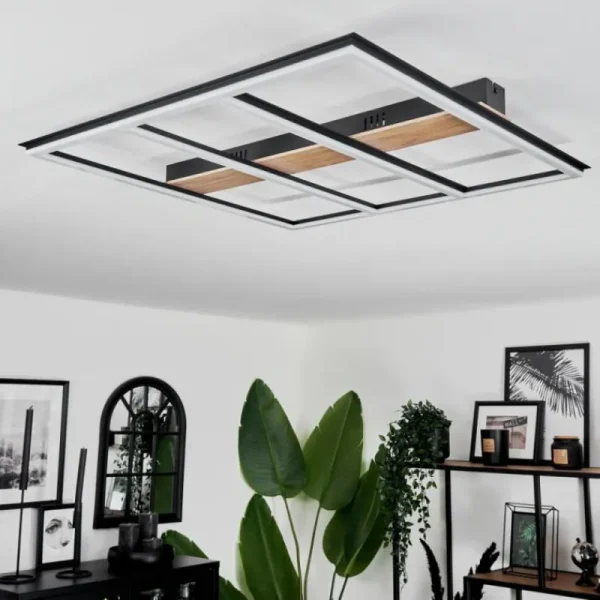 hofstein Plafonnier Nganbeto LED Couleur bois, Noir, 1 lumière* Lampes Modernes