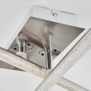 hofstein Plafonnier Noppa LED Chrome, Nickel mat, 2 lumières, Télécommandes, Changeur de couleurs* Lampes Modernes