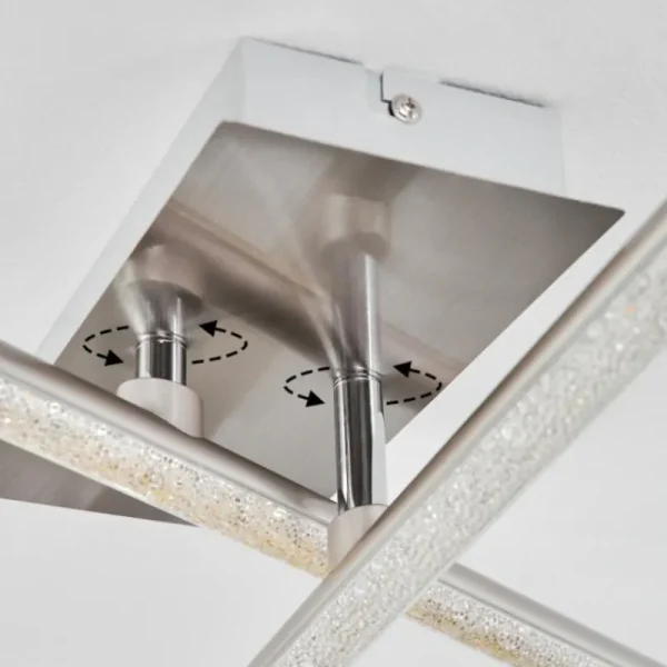 hofstein Plafonnier Noppa LED Chrome, Nickel mat, 2 lumières, Télécommandes, Changeur de couleurs* Lampes Modernes