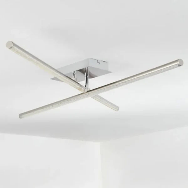 hofstein Plafonnier Noppa LED Chrome, Nickel mat, 2 lumières, Télécommandes, Changeur de couleurs* Lampes Modernes