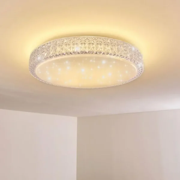 hofstein Plafonnier Norra LED Blanc, 1 lumière, Télécommandes* Lampes En Verre