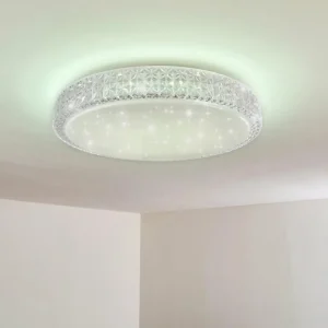 hofstein Plafonnier Norra LED Blanc, 1 lumière, Télécommandes* Lampes En Verre