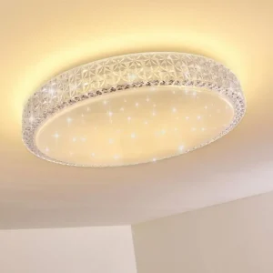 hofstein Plafonnier Norra LED Blanc, 1 lumière, Télécommandes* Lampes En Verre