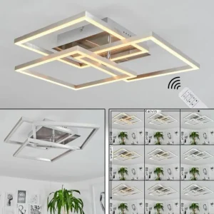 hofstein Plafonnier Oberegg LED Chrome, Nickel mat, 1 lumière, Télécommandes* Lampes Modernes
