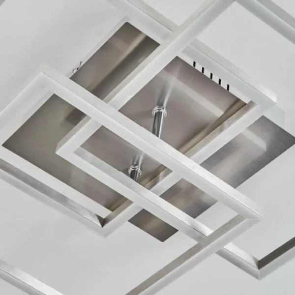 hofstein Plafonnier Oberegg LED Chrome, Nickel mat, 1 lumière, Télécommandes* Lampes Modernes