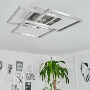 hofstein Plafonnier Oberegg LED Chrome, Nickel mat, 1 lumière, Télécommandes* Lampes Modernes
