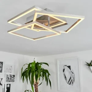 hofstein Plafonnier Oberegg LED Chrome, Nickel mat, 1 lumière, Télécommandes* Lampes Modernes