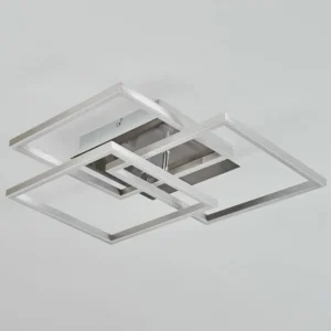 hofstein Plafonnier Oberegg LED Chrome, Nickel mat, 1 lumière, Télécommandes* Lampes Modernes