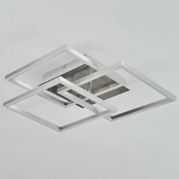 hofstein Plafonnier Oberegg LED Chrome, Nickel mat, 1 lumière, Télécommandes* Lampes Modernes