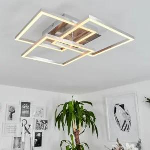 hofstein Plafonnier Oberegg LED Chrome, Nickel mat, 1 lumière, Télécommandes* Lampes Modernes