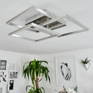 hofstein Plafonnier Oberegg LED Chrome, Nickel mat, 1 lumière, Télécommandes* Lampes Modernes
