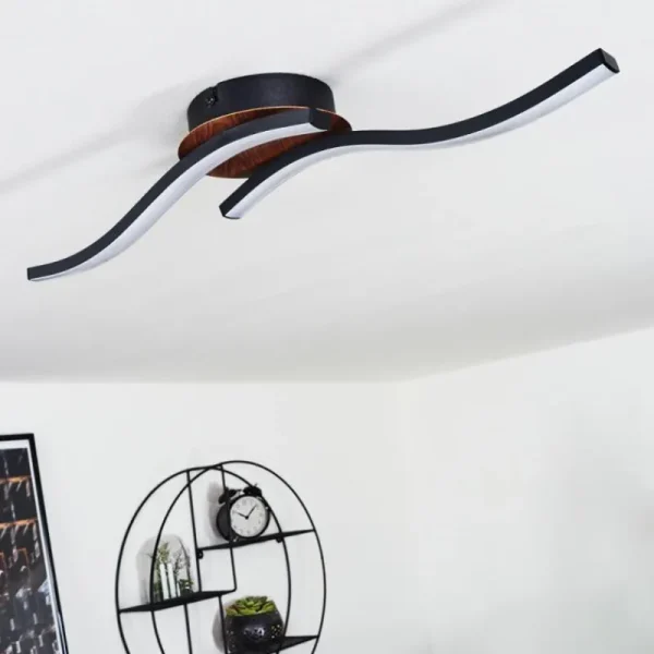 hofstein Plafonnier Odda LED Couleur bois, Noir, 2 lumières* Lampes Modernes