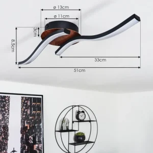 hofstein Plafonnier Odda LED Couleur bois, Noir, 2 lumières* Lampes Modernes