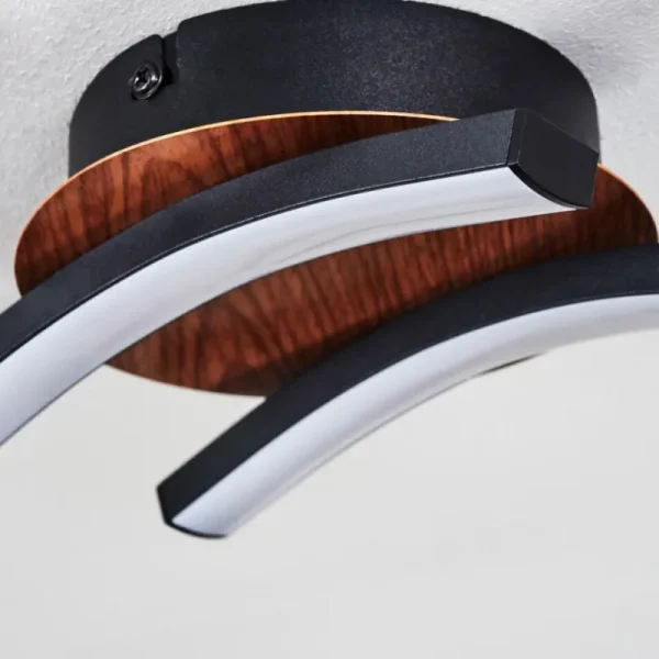 hofstein Plafonnier Odda LED Couleur bois, Noir, 2 lumières* Lampes Modernes
