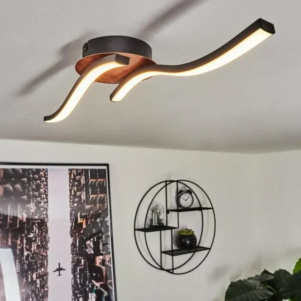 hofstein Plafonnier Odda LED Couleur bois, Noir, 2 lumières* Lampes Modernes