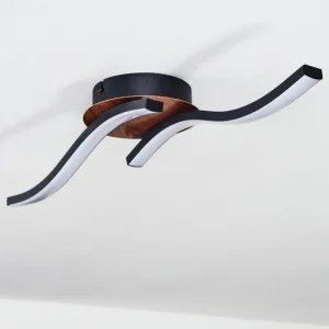 hofstein Plafonnier Odda LED Couleur bois, Noir, 2 lumières* Lampes Modernes