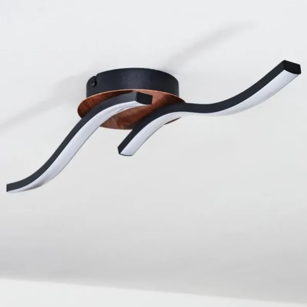 hofstein Plafonnier Odda LED Couleur bois, Noir, 2 lumières* Lampes Modernes