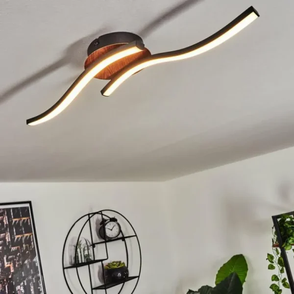 hofstein Plafonnier Odda LED Couleur bois, Noir, 2 lumières* Lampes Modernes