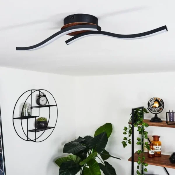 hofstein Plafonnier Odda LED Couleur bois, Noir, 2 lumières* Lampes Modernes