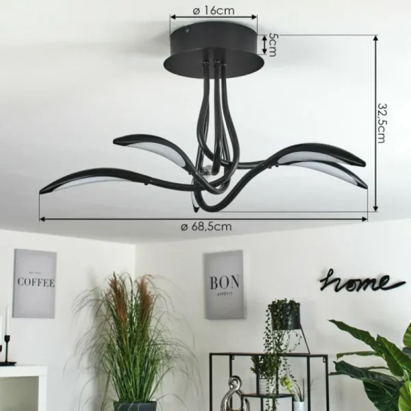 hofstein Plafonnier Oetling LED Noir, 1 lumière* Lampes Modernes