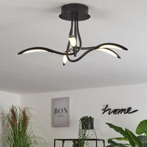 hofstein Plafonnier Oetling LED Noir, 1 lumière* Lampes Modernes