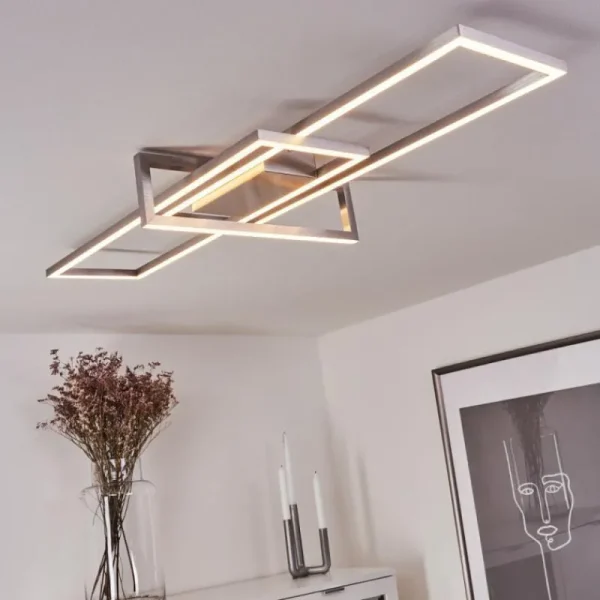 hofstein Plafonnier Omega LED Nickel mat, 1 lumière* Lampes Modernes