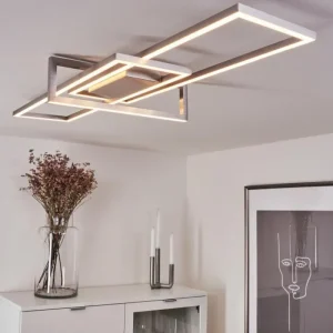 hofstein Plafonnier Omega LED Nickel mat, 1 lumière* Lampes Modernes