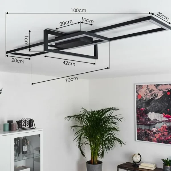 hofstein Plafonnier Omega LED Noir, 1 lumière* Lampes Modernes