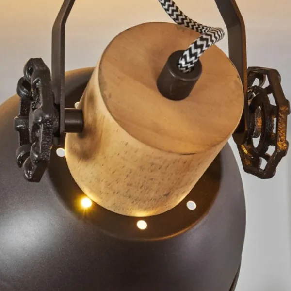 hofstein Plafonnier Orny Anthracite, Bois clair, 2 lumières* Lampes Modernes