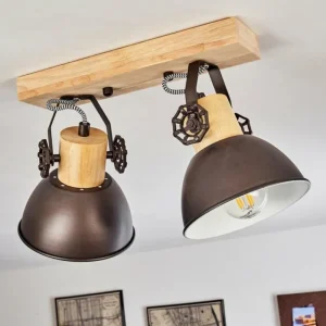 hofstein Plafonnier Orny Anthracite, Bois clair, 2 lumières* Lampes Modernes