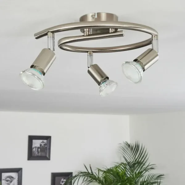 hofstein Plafonnier Oula LED Nickel mat, 3 lumières* Lampes Modernes
