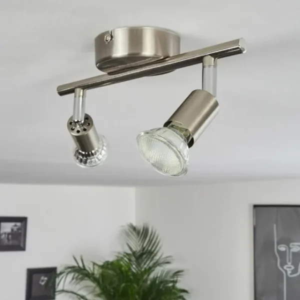 hofstein Plafonnier Oula LED Nickel mat, 2 lumières* Lampes Modernes