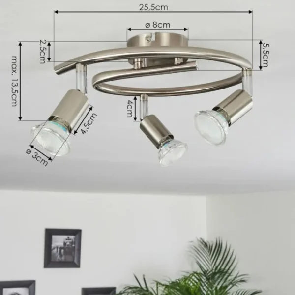 hofstein Plafonnier Oula LED Nickel mat, 3 lumières* Lampes Modernes