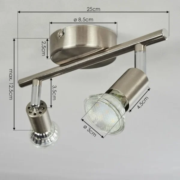 hofstein Plafonnier Oula LED Nickel mat, 2 lumières* Lampes Modernes