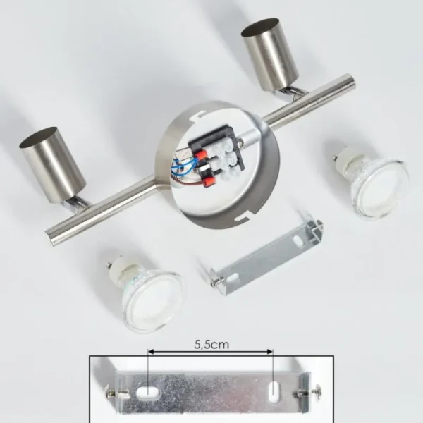 hofstein Plafonnier Oula LED Nickel mat, 2 lumières* Lampes Modernes