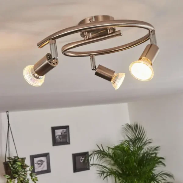 hofstein Plafonnier Oula LED Nickel mat, 3 lumières* Lampes Modernes