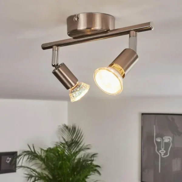 hofstein Plafonnier Oula LED Nickel mat, 2 lumières* Lampes Modernes
