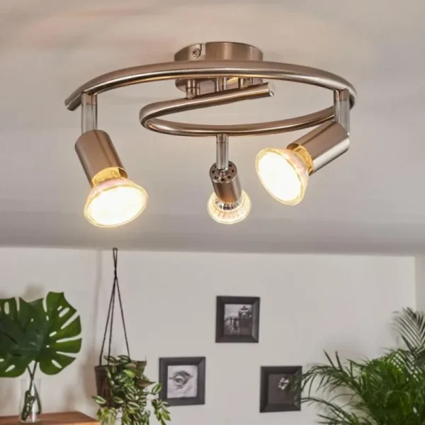 hofstein Plafonnier Oula LED Nickel mat, 3 lumières* Lampes Modernes