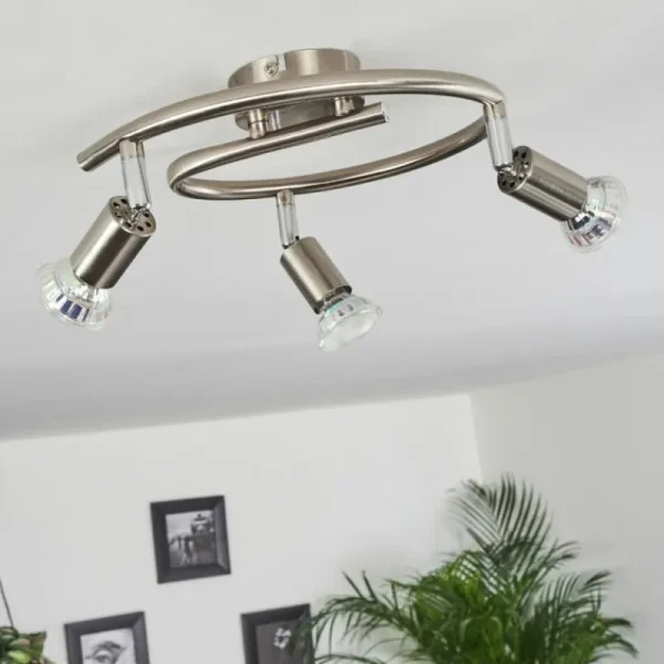 hofstein Plafonnier Oula LED Nickel mat, 3 lumières* Lampes Modernes