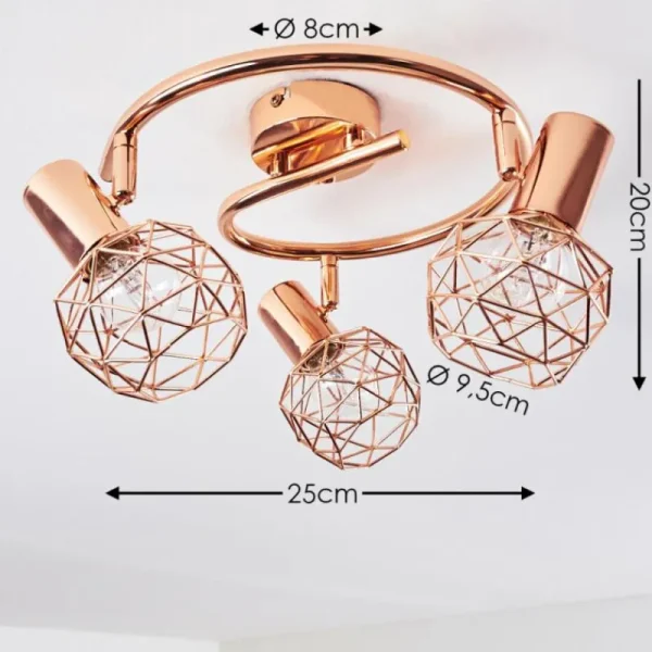 hofstein Plafonnier Palmira Cuivre, 3 lumières* Lampes Modernes