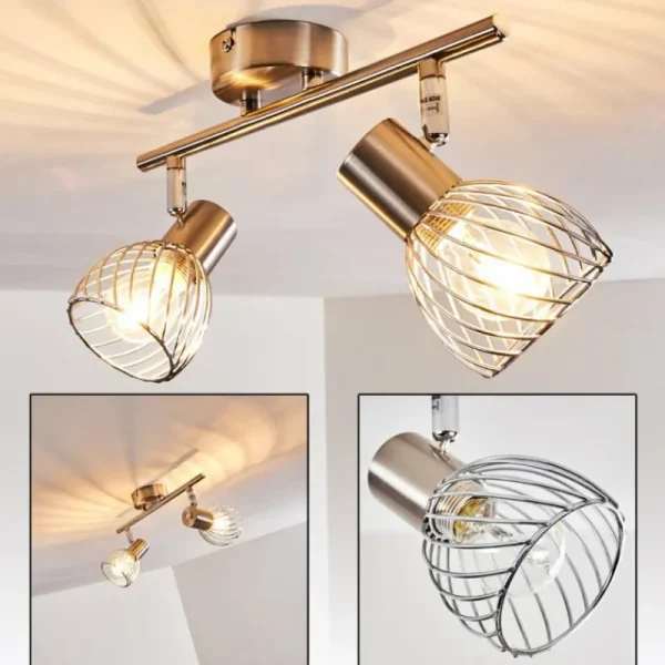 hofstein Plafonnier Parado Nickel mat, 2 lumières* Lampes Modernes