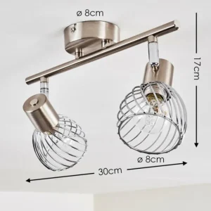 hofstein Plafonnier Parado Nickel mat, 2 lumières* Lampes Modernes