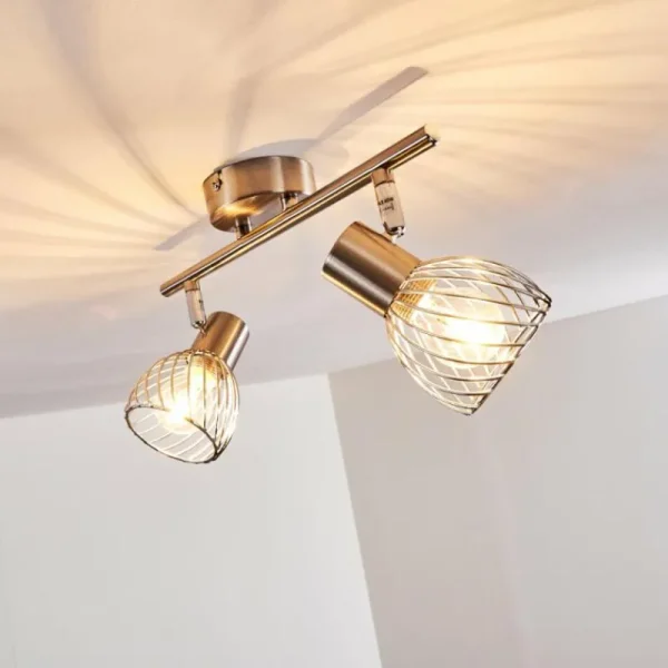 hofstein Plafonnier Parado Nickel mat, 2 lumières* Lampes Modernes