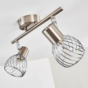 hofstein Plafonnier Parado Nickel mat, 2 lumières* Lampes Modernes