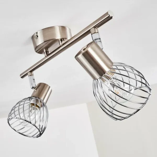 hofstein Plafonnier Parado Nickel mat, 2 lumières* Lampes Modernes