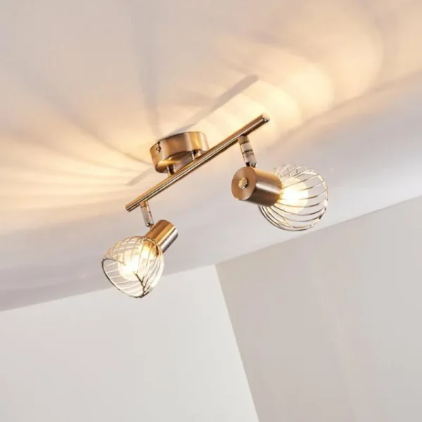 hofstein Plafonnier Parado Nickel mat, 2 lumières* Lampes Modernes
