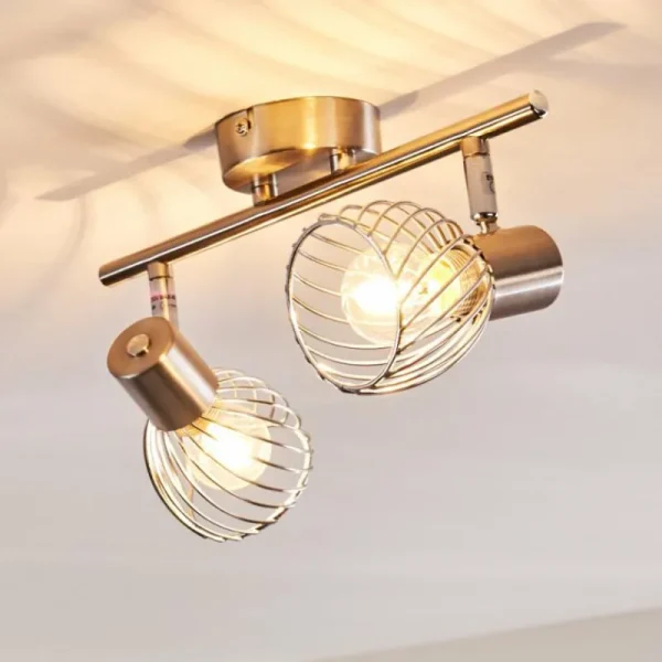 hofstein Plafonnier Parado Nickel mat, 2 lumières* Lampes Modernes
